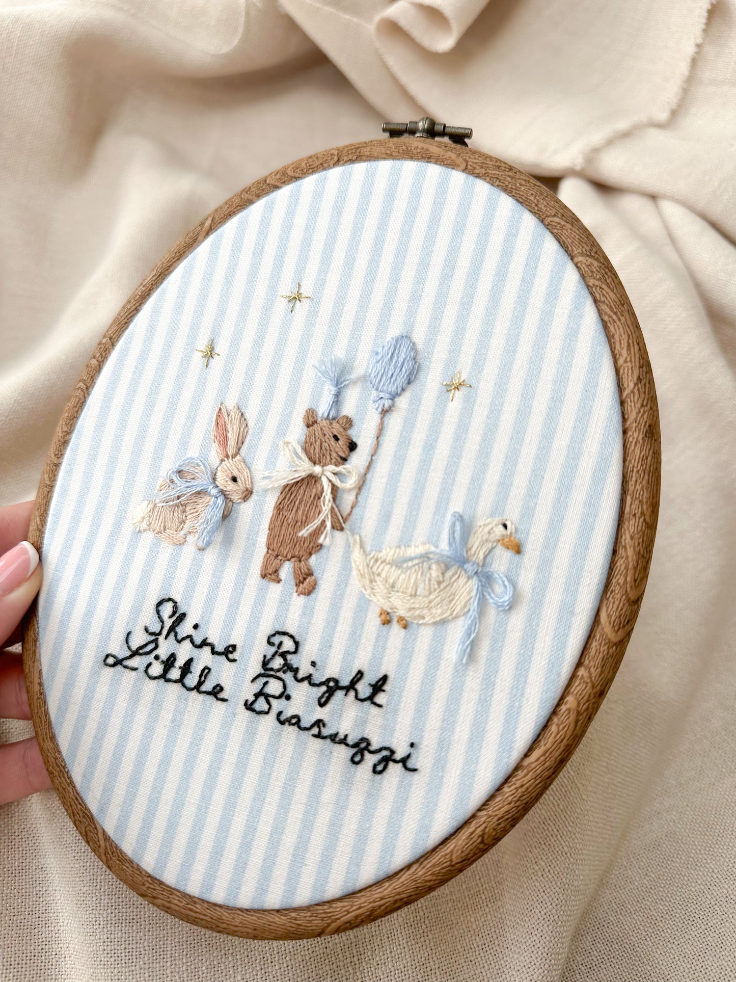 ‘The Animal Parade’ Hand Embroidered Keepsake