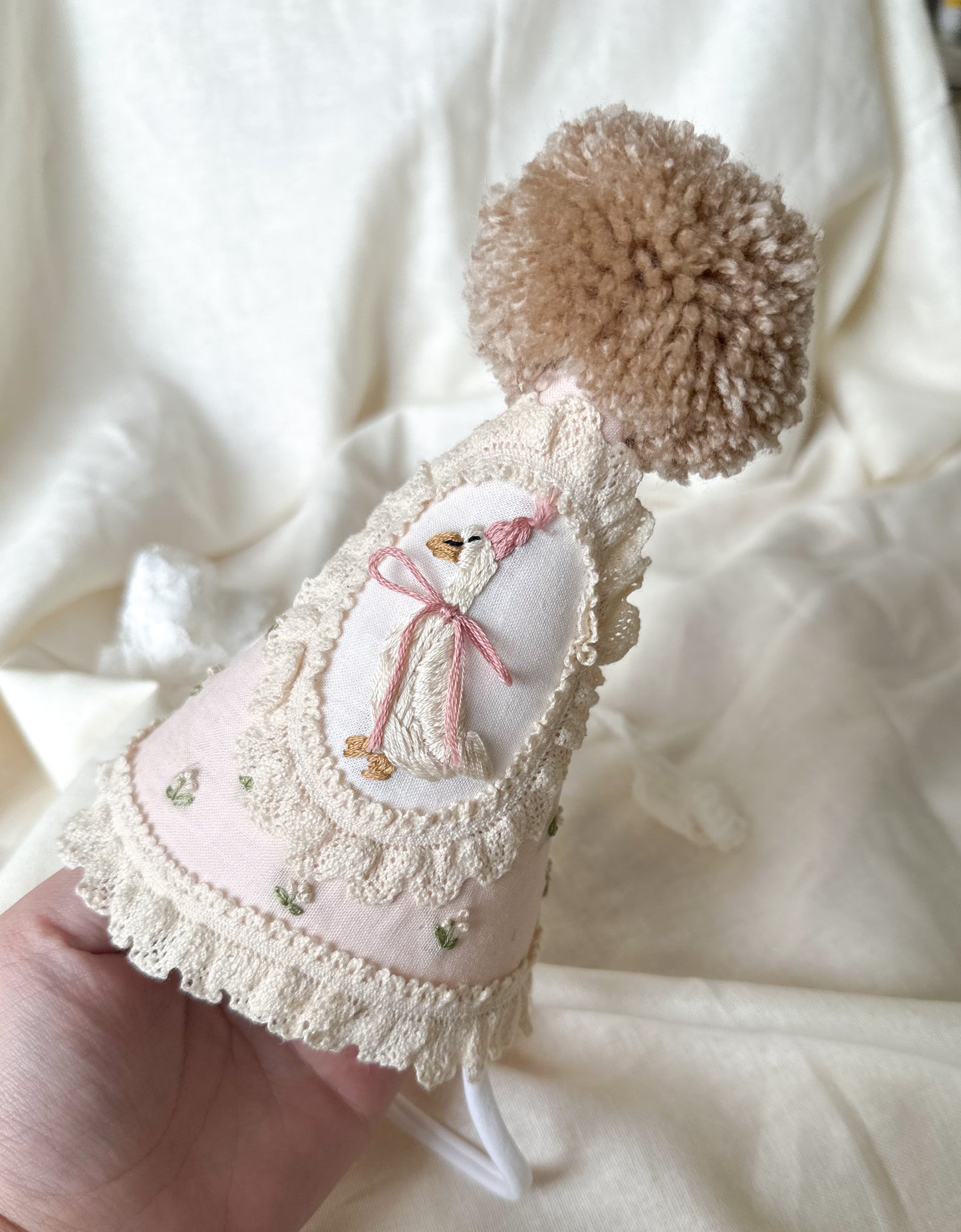 ‘Little miss Betsy’ lace and floral hand embroidered hat