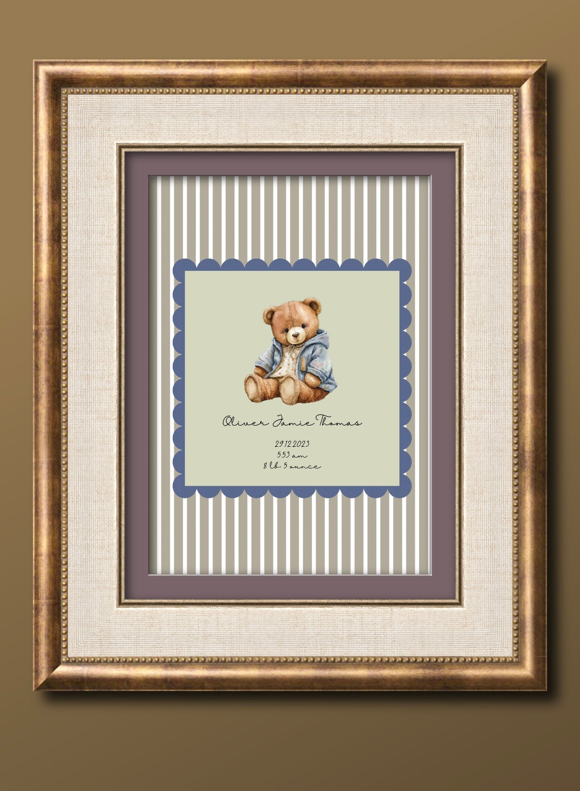 Vintage Teddy Bear Personalised Art Print.