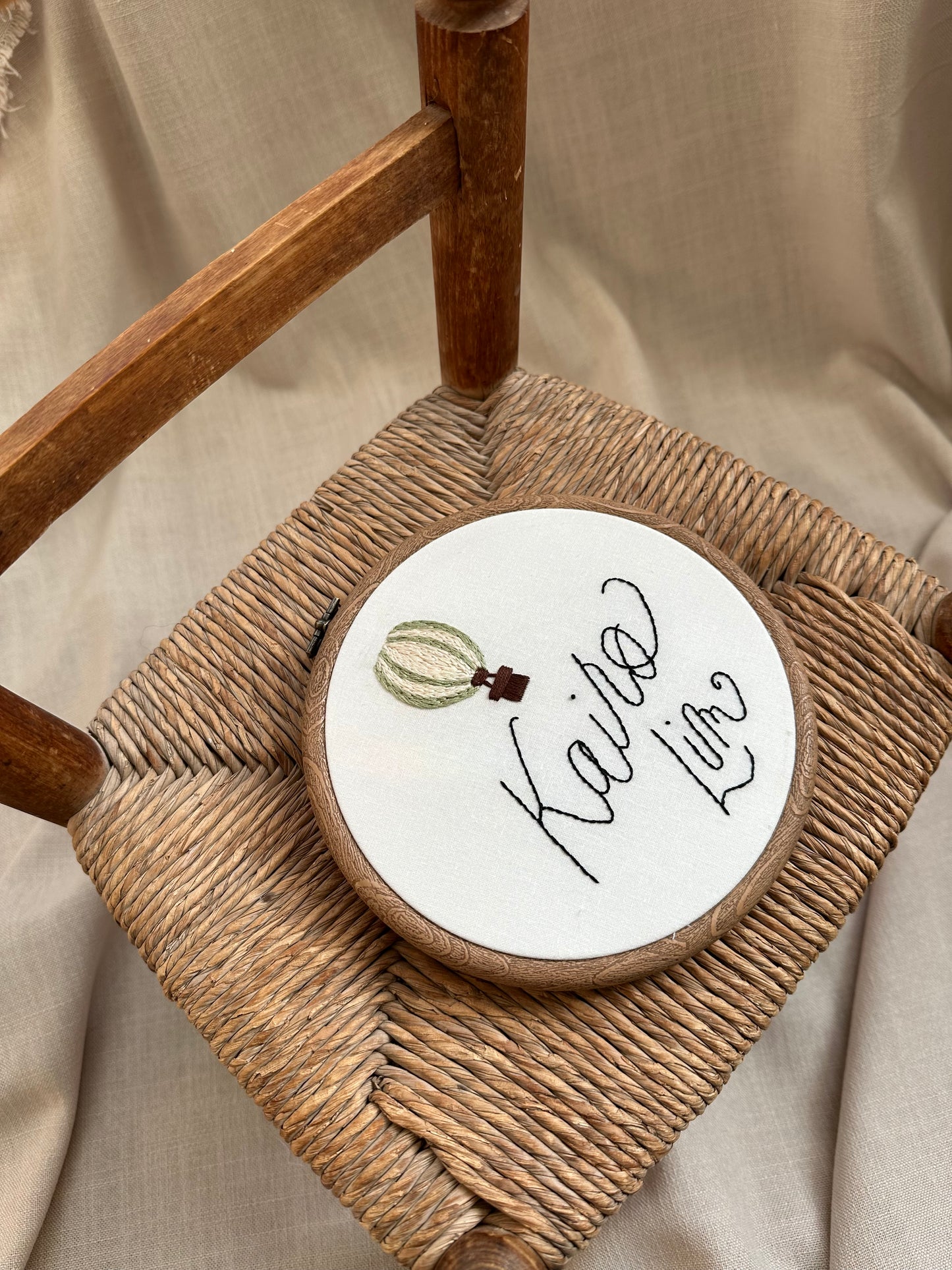 Hand Embroidered Personalised Hot Air Balloon Embroidery Hoop