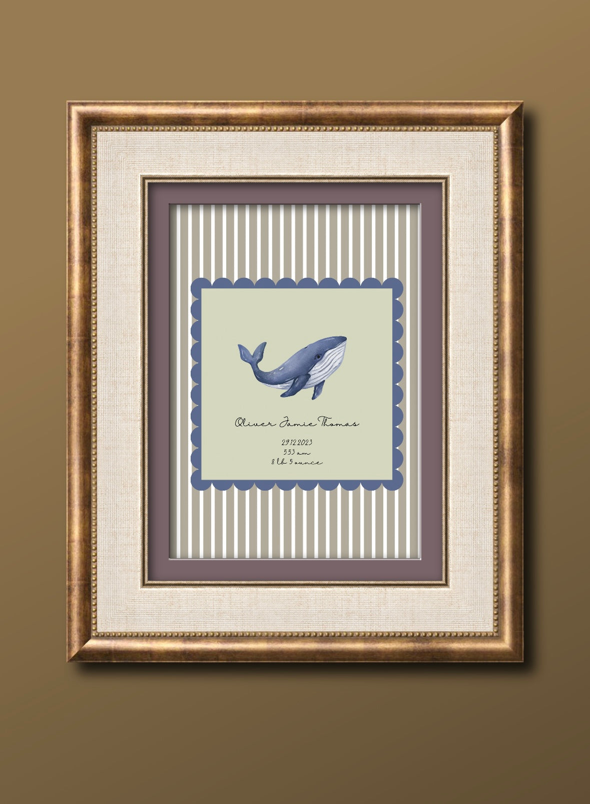 Blue Whale Personalised Wall Art Print
