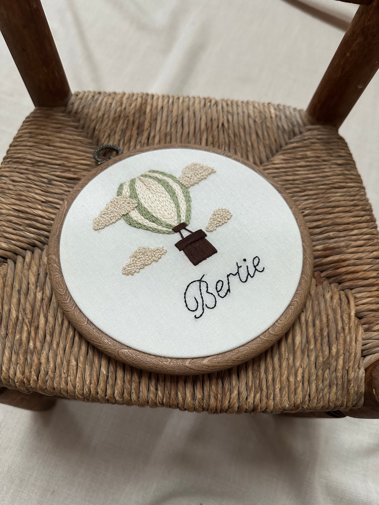 Hand Embroidered Personalised Hot Air Balloon Embroidery Hoop