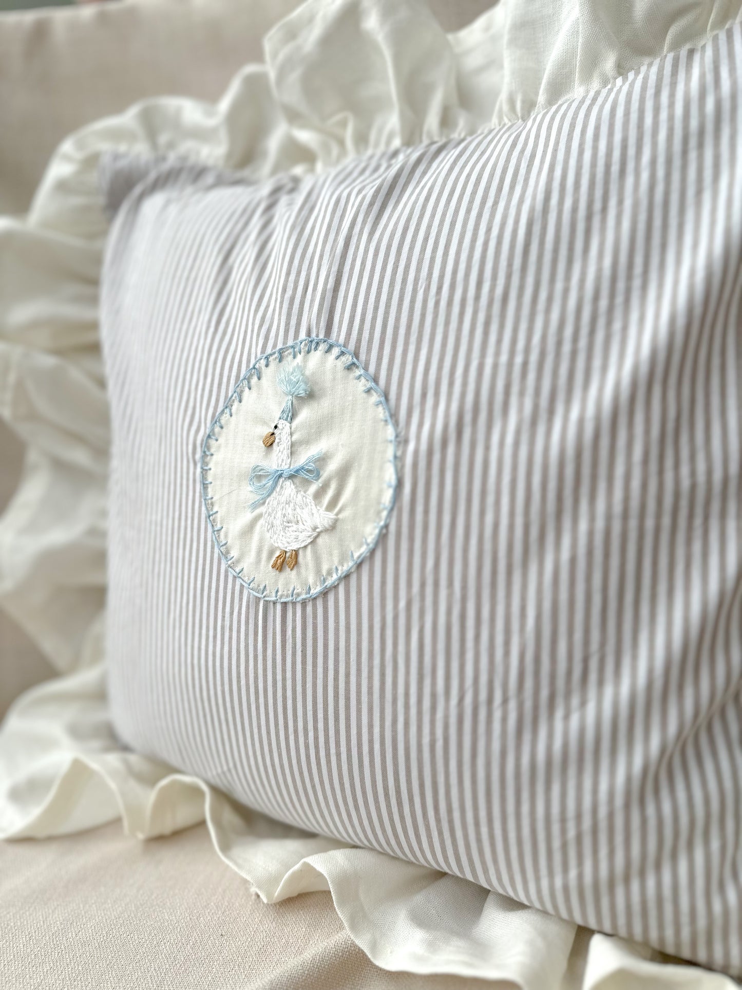 Handmade and Hand Embroidered Goose Cushion
