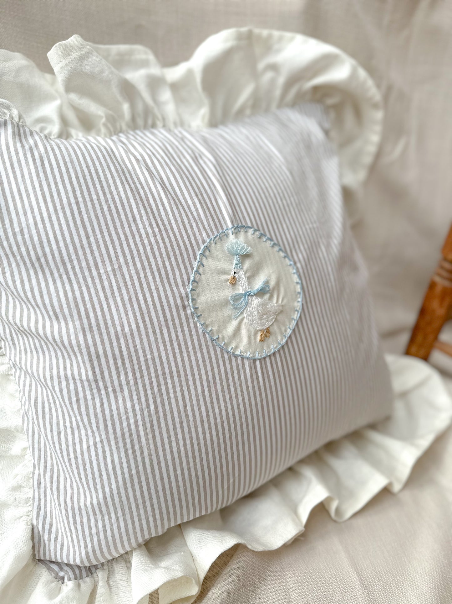 Handmade and Hand Embroidered Goose Cushion