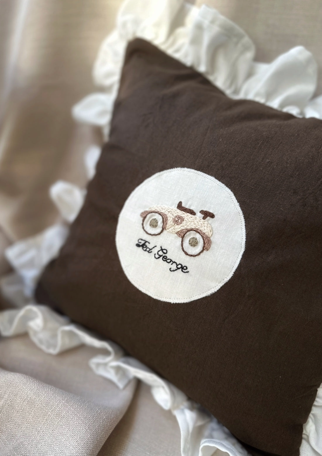 Handmade, Hand Embroidered Vintage Car with Personalisation.