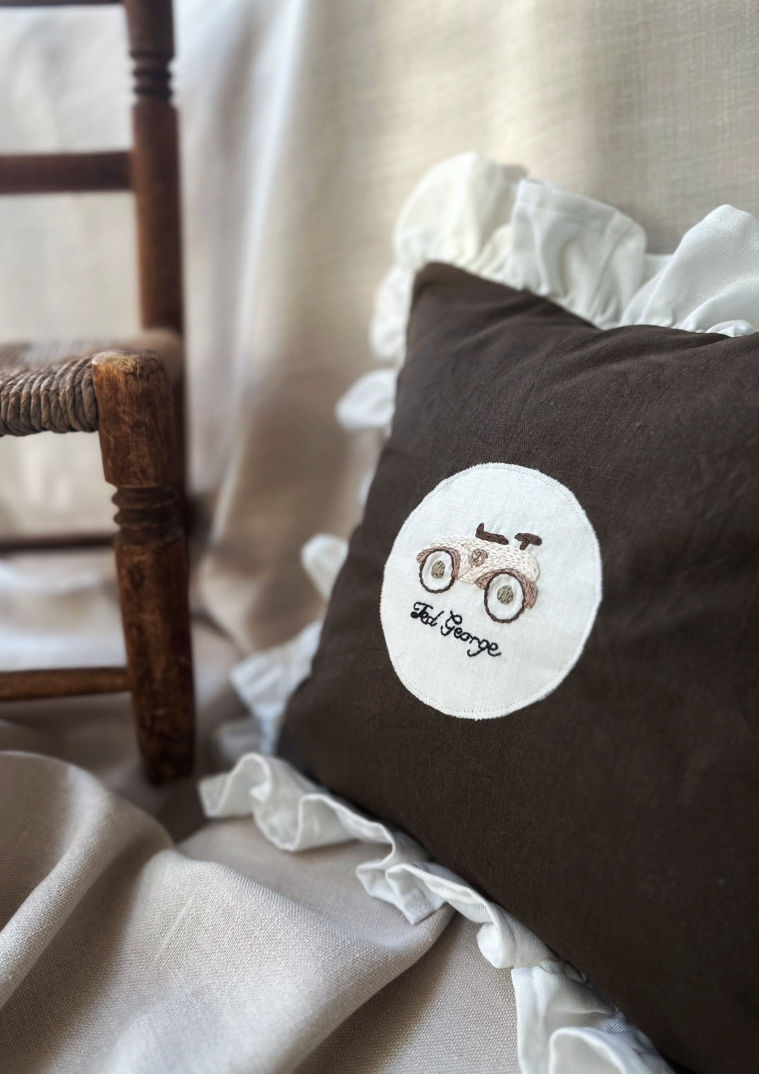 Handmade, Hand Embroidered Vintage Car with Personalisation.