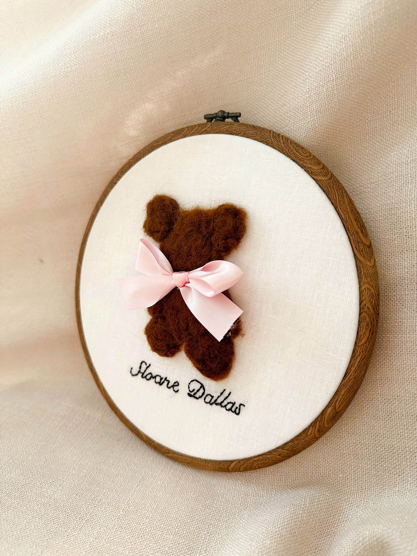 Needle Felted Teddy Bear Hoop