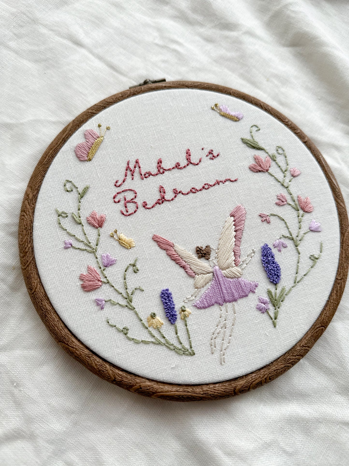 Personalised Fairy Bedroom Embroidery Hoop