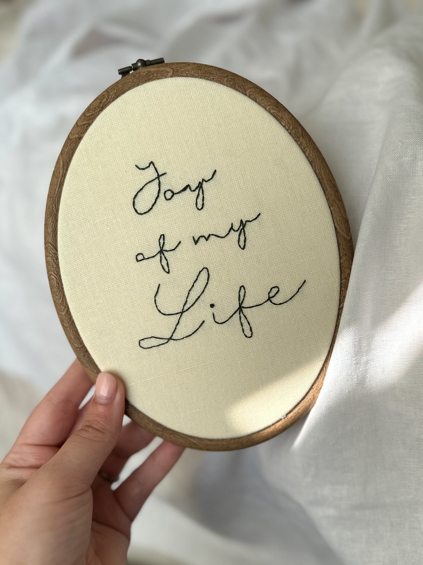 'Joy of my Life' Keepsake Embroidery Hoop.
