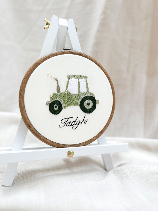 Personalised Tractor Embroidery Hoop