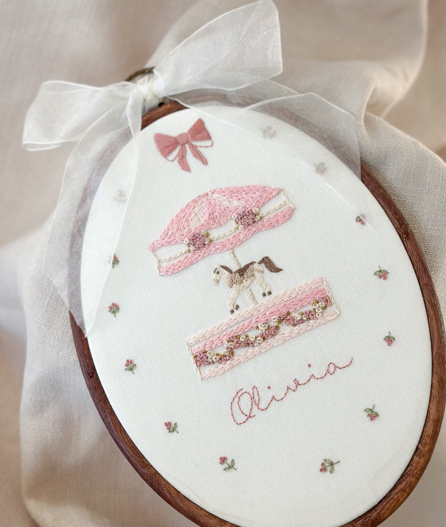 Personalised Carousel Horse Embroidery Hoop