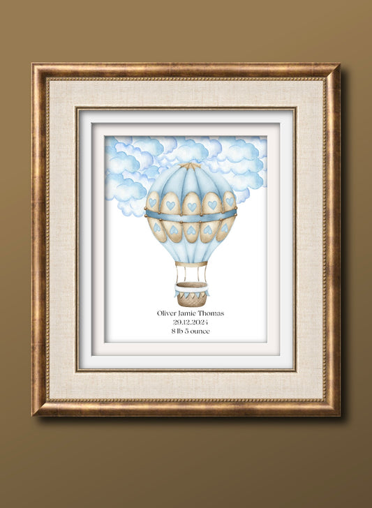 Vintage Hot Air Balloon Wall Art Print