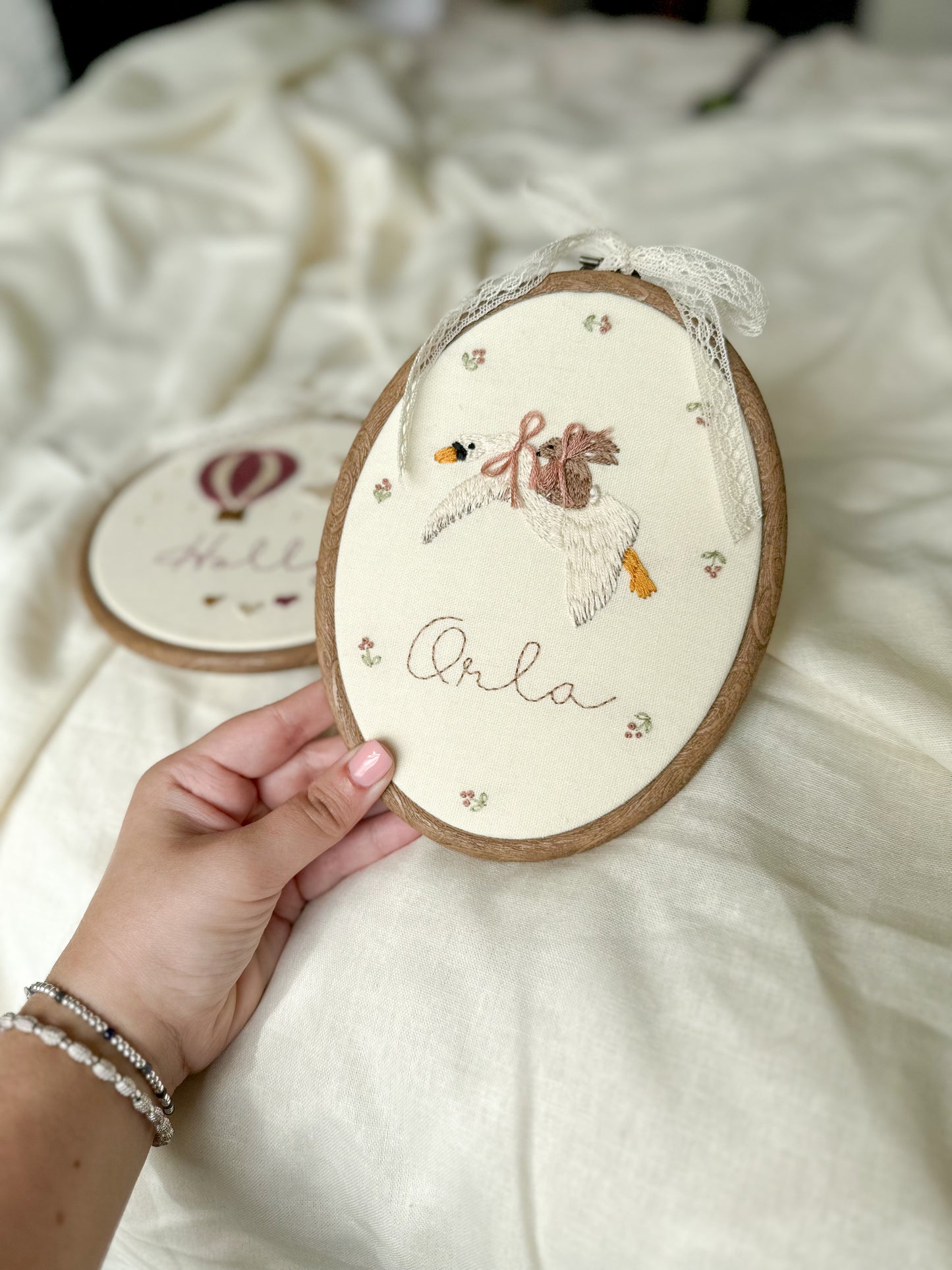 Swan and Rabbit Fairy Tale Keepsake Hoop