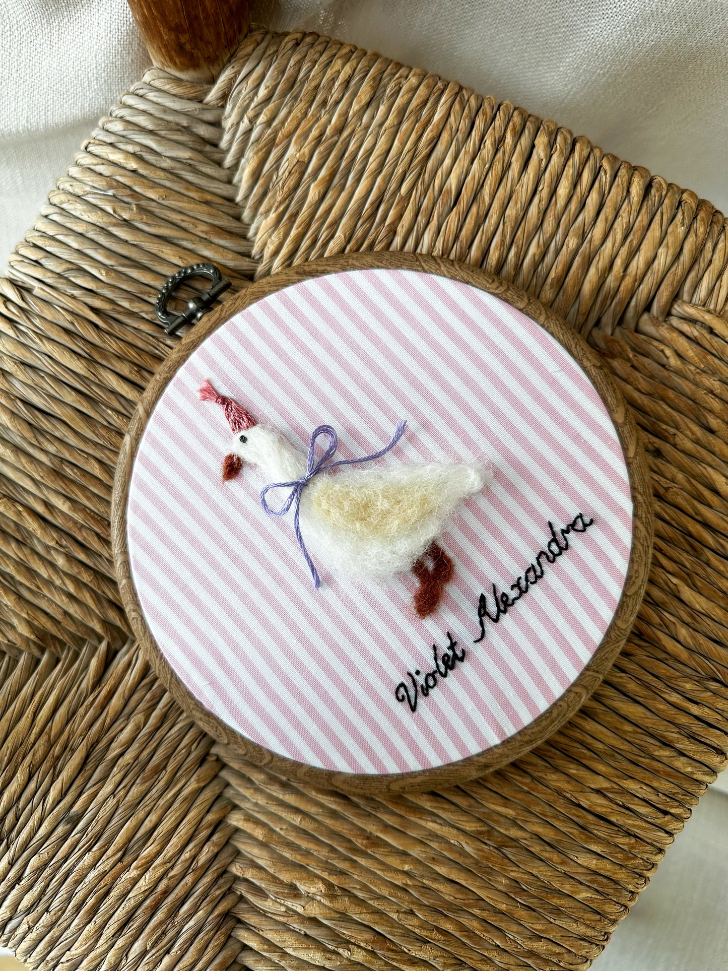 My Little Goose Needle Felted Embroidery Hoop with Name