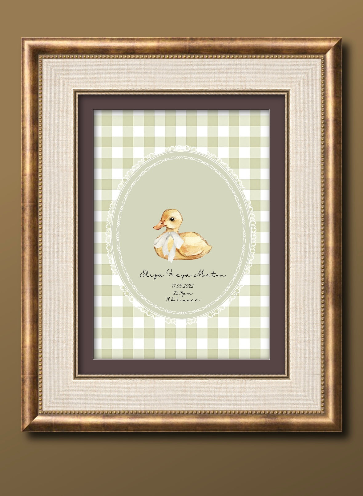 Our Little Duckling Vintage Personalised Art Print