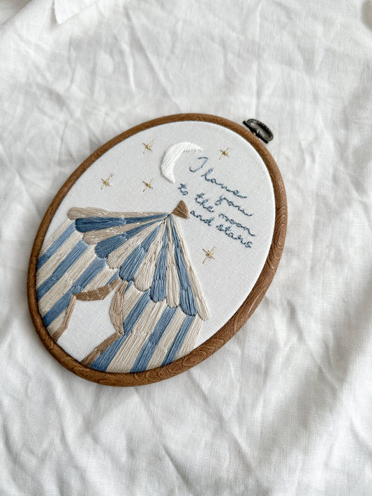 Personalised Hand-Embroidered Circus Tent Hoop