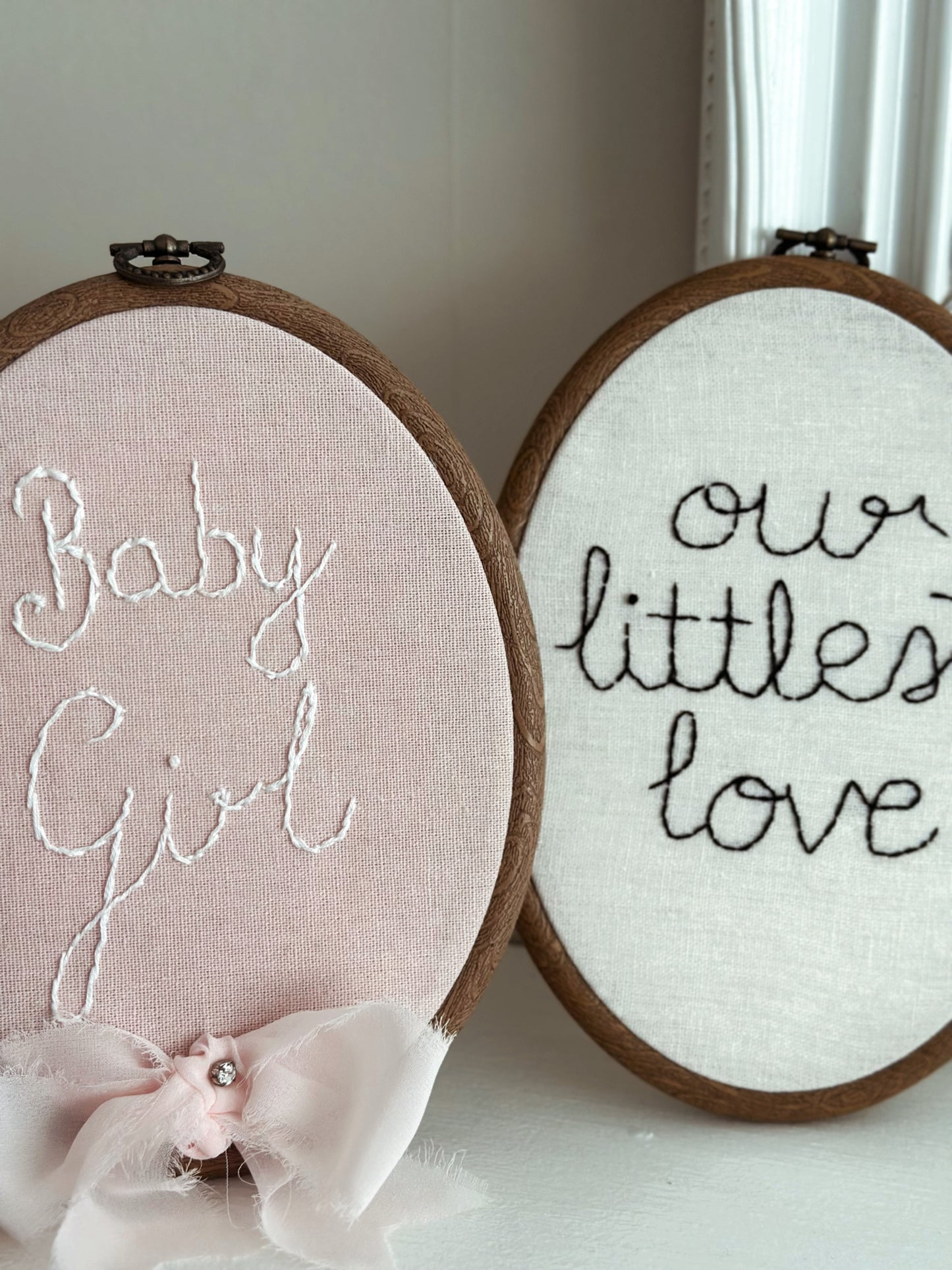 Gender Announcement Embroidered Hoop.