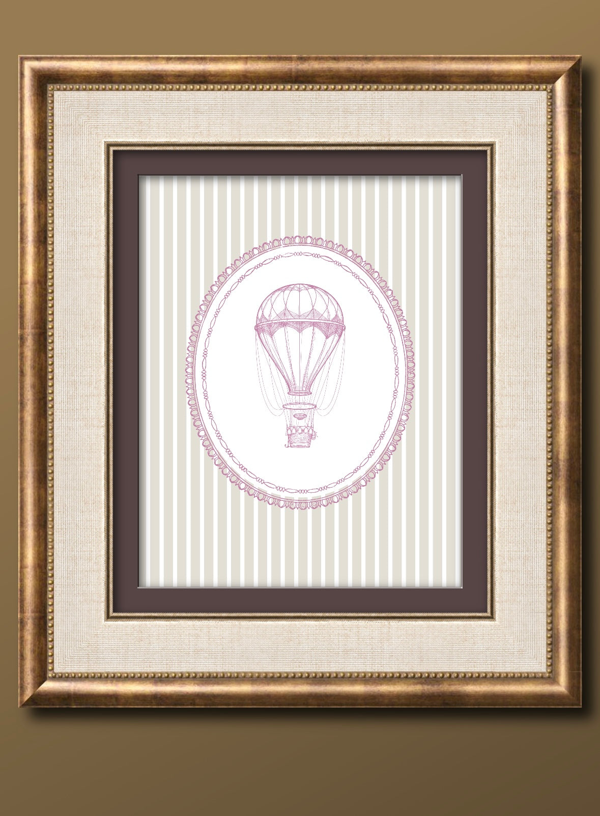 Vintage Hot Air Balloon Wall Art Print