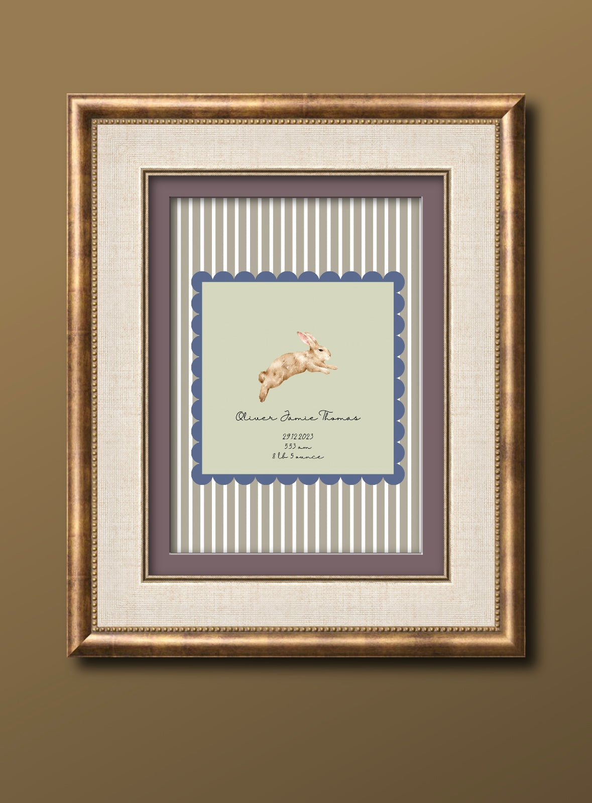 Leaping Bunny Personalised Wall Art Print