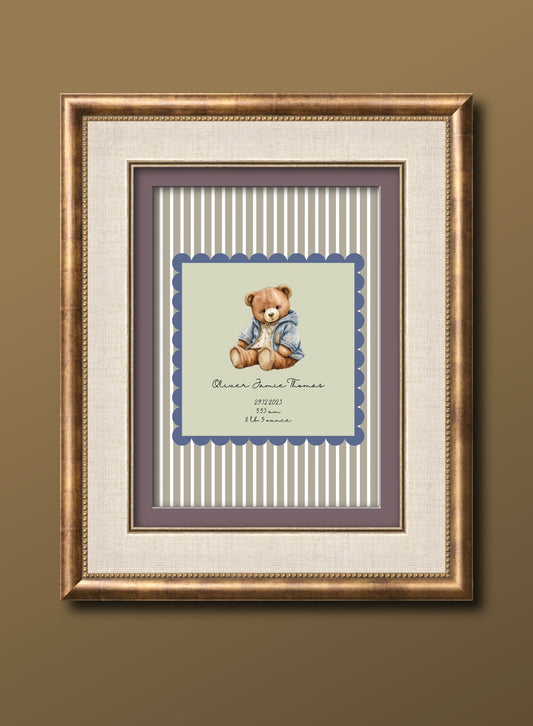 Vintage Teddy Bear Personalised Art Print.