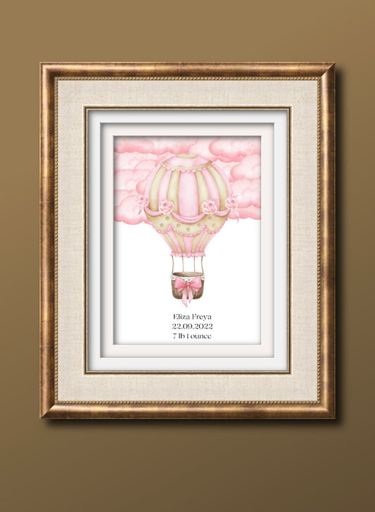 Vintage Hot Air Balloon Wall Art Print