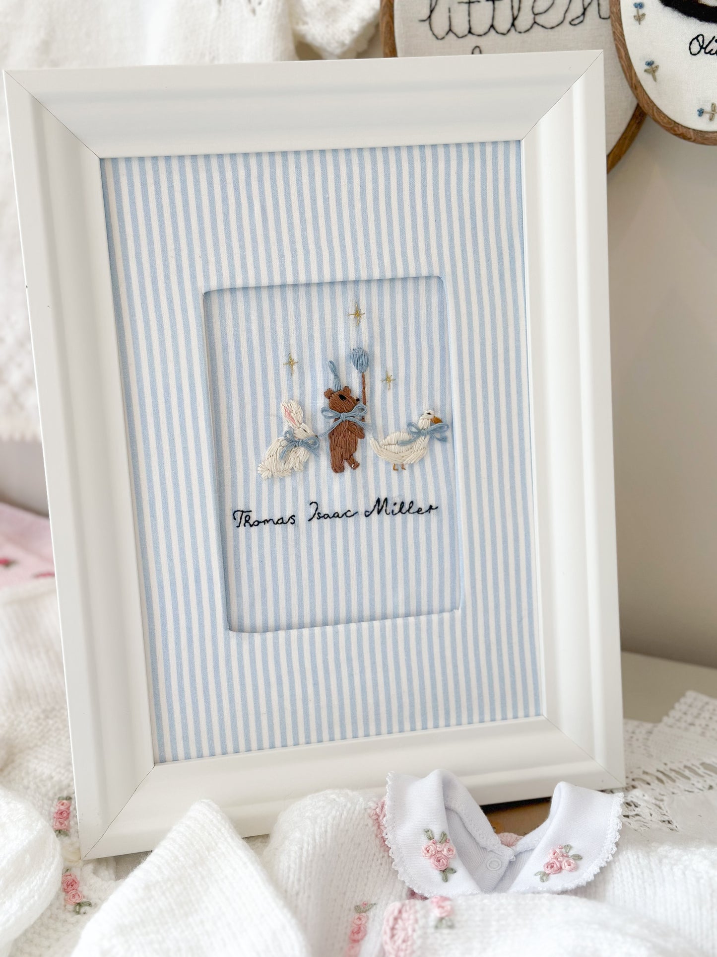 Personalised Hand-Embroidered Animal Parade Frame