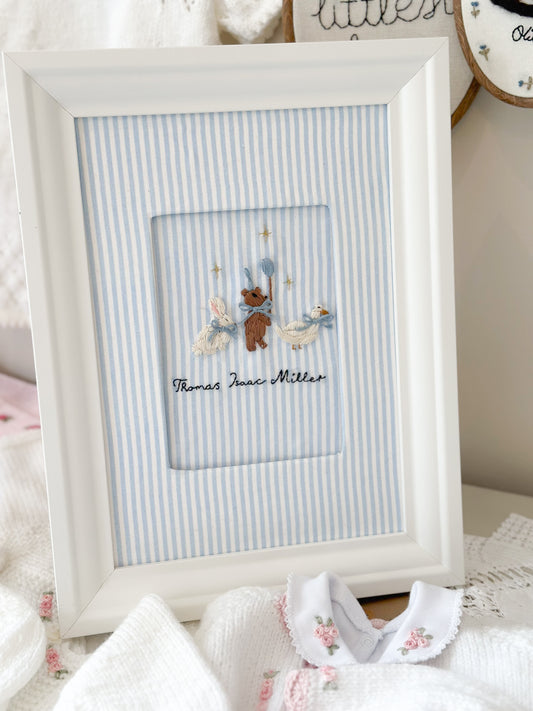 Personalised Hand-Embroidered Animal Parade Frame
