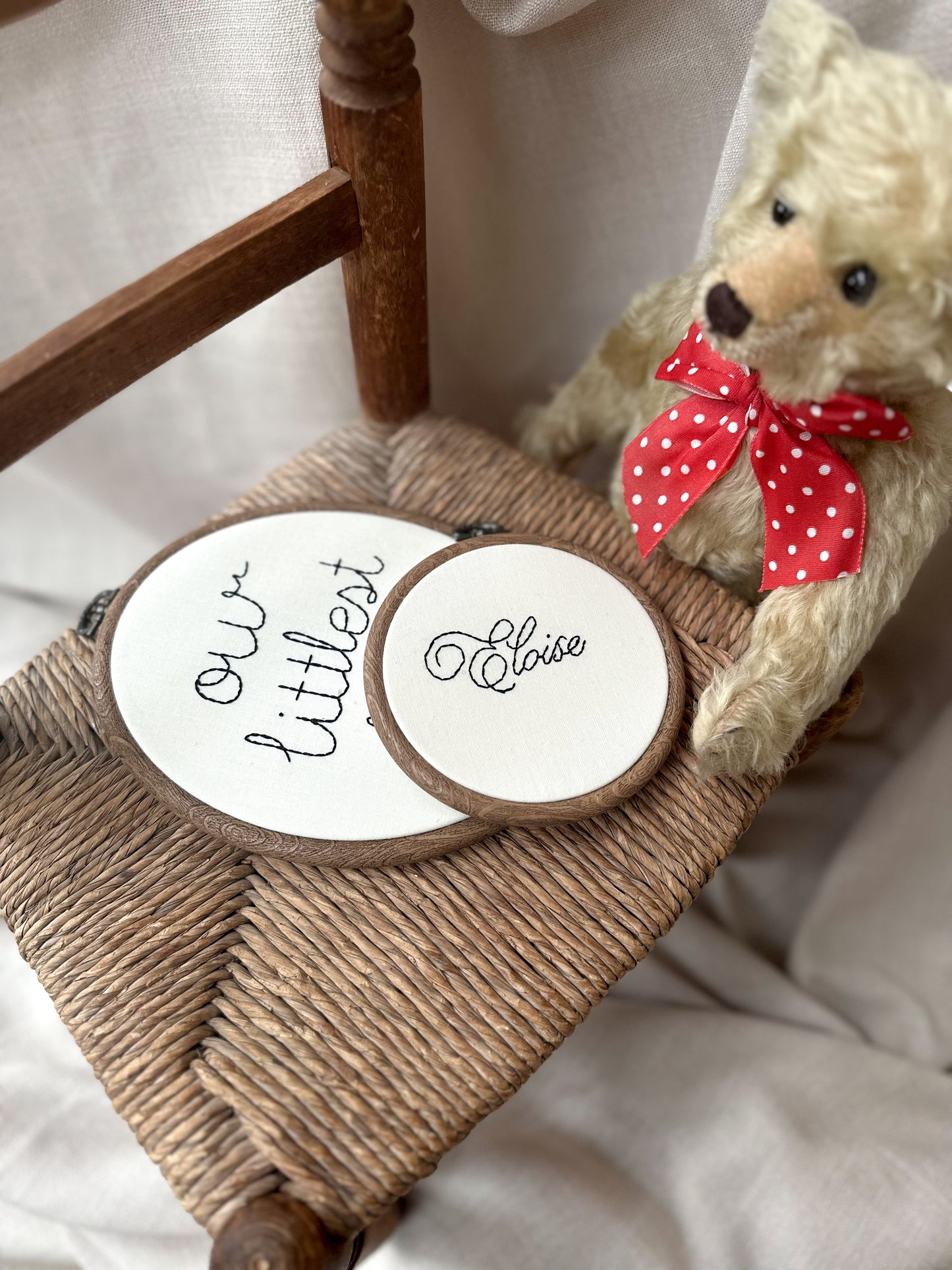 Heirloom Hand Embroidered Personalised Name Hoop