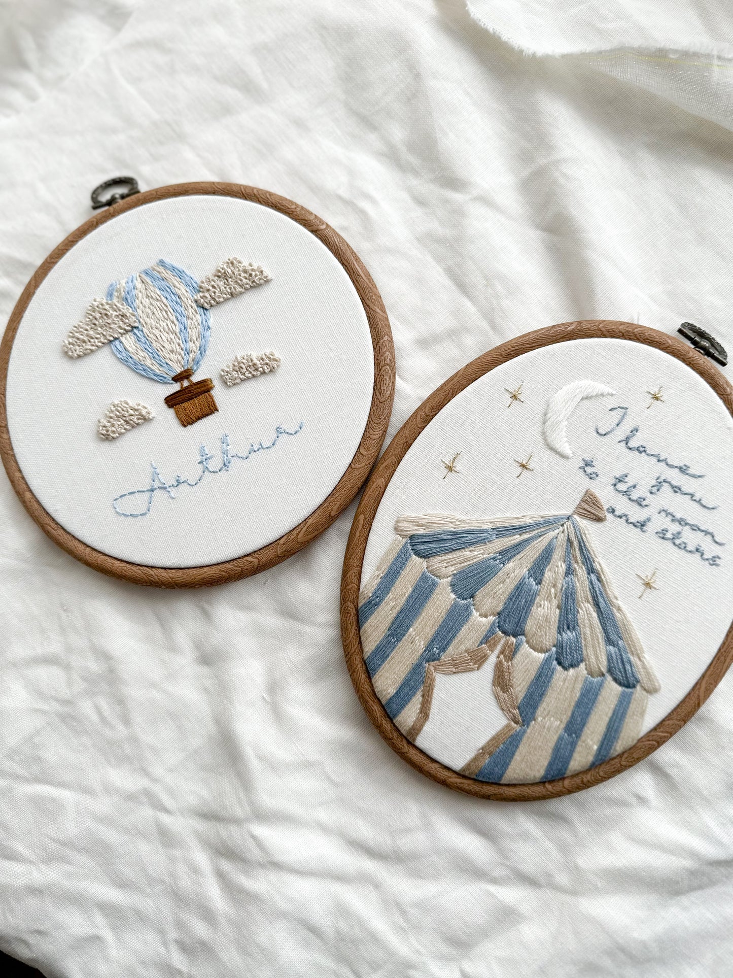 Personalised Hand-Embroidered Circus Tent Hoop