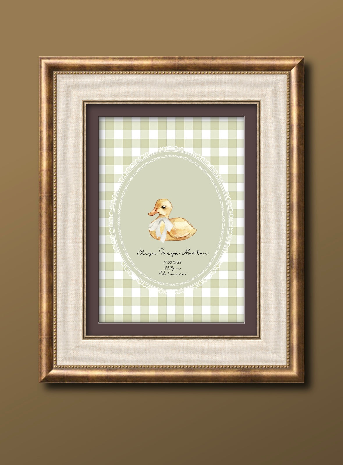 Our Little Duckling Vintage Personalised Art Print