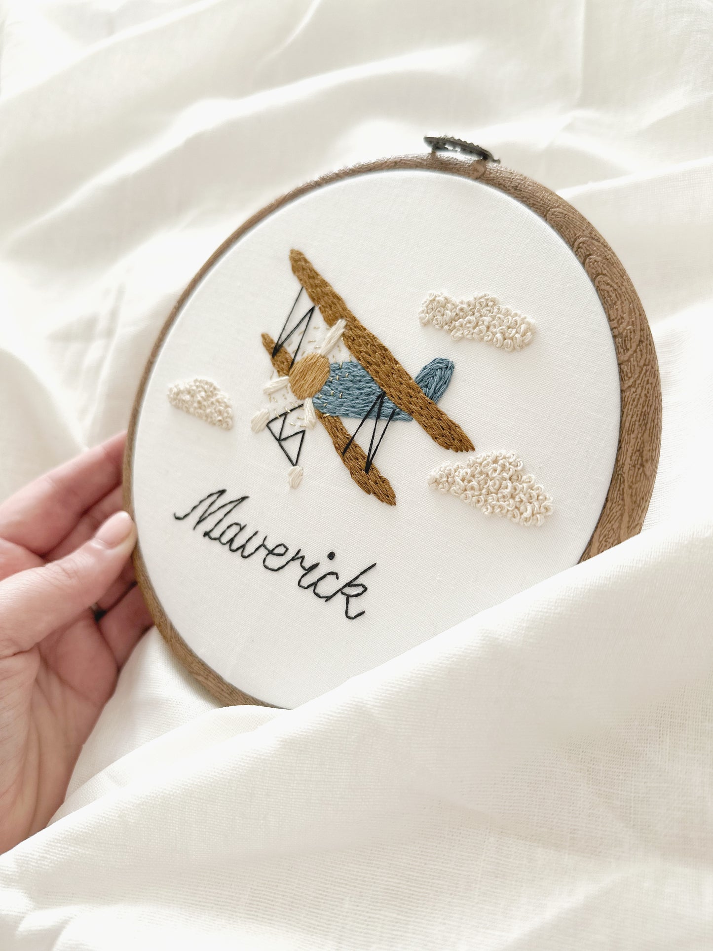 Personalised Vintage Aeroplane Embroidery Hoop