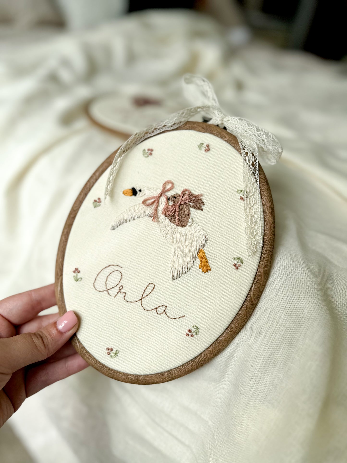 Swan and Rabbit Fairy Tale Keepsake Hoop