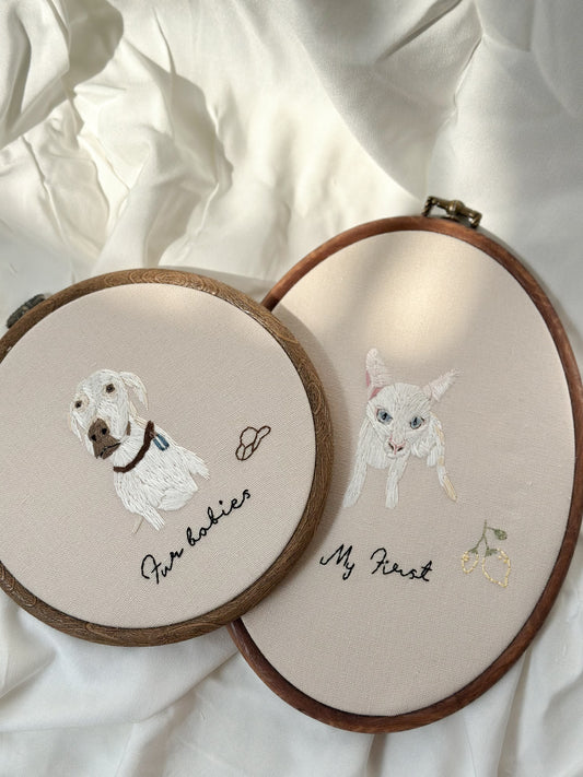 Personalised Pet Portrait Embroidery Hoop