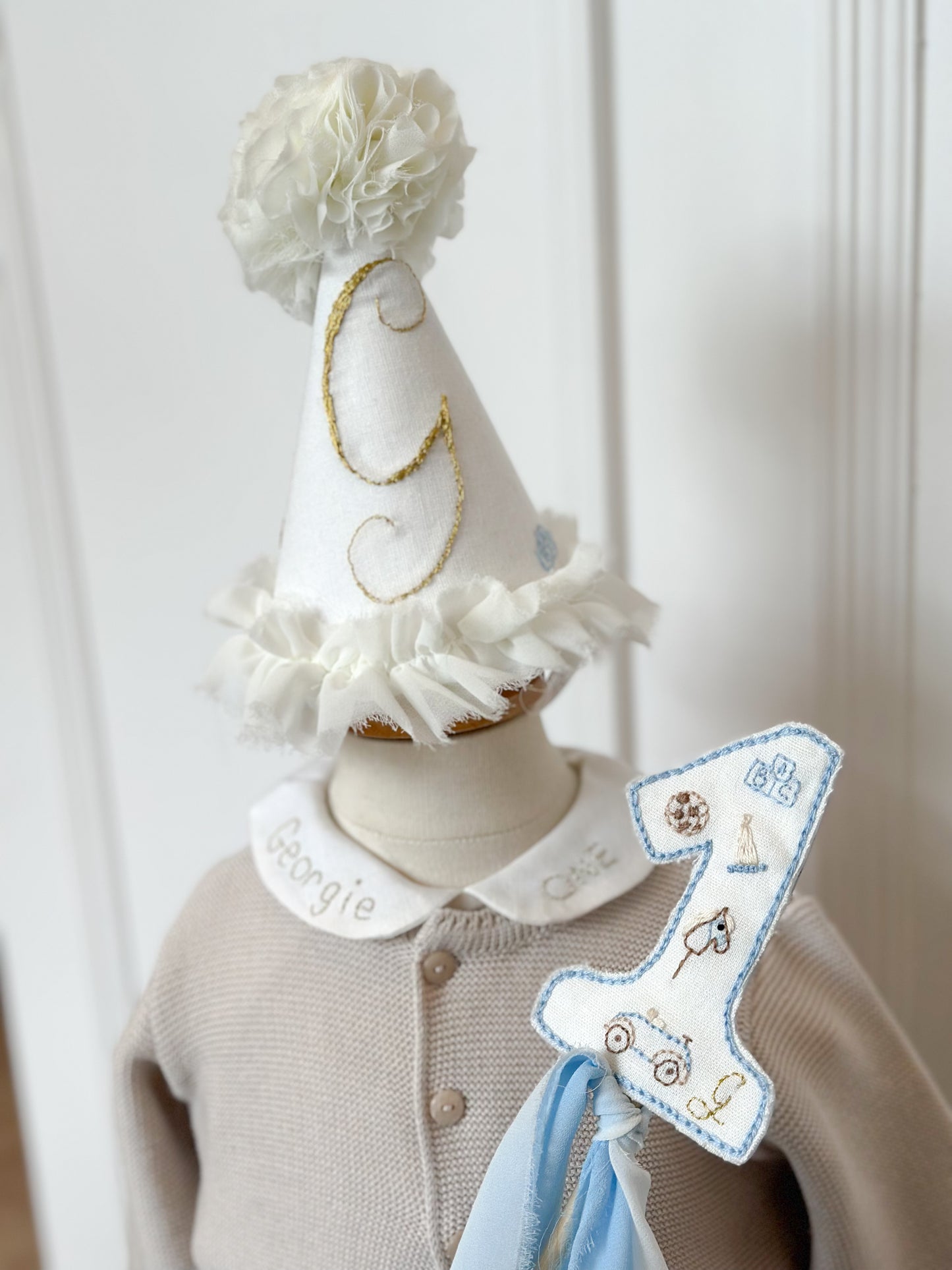 Personalised First Birthday Hat and Cake Topper Set