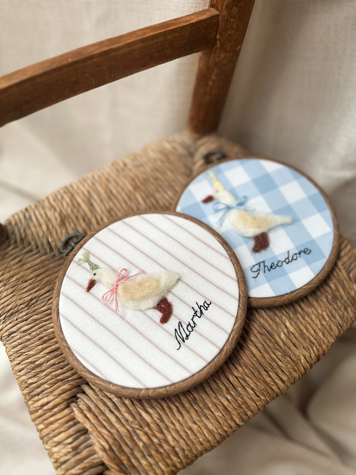 My Little Goose Needle Felted Embroidery Hoop with Name