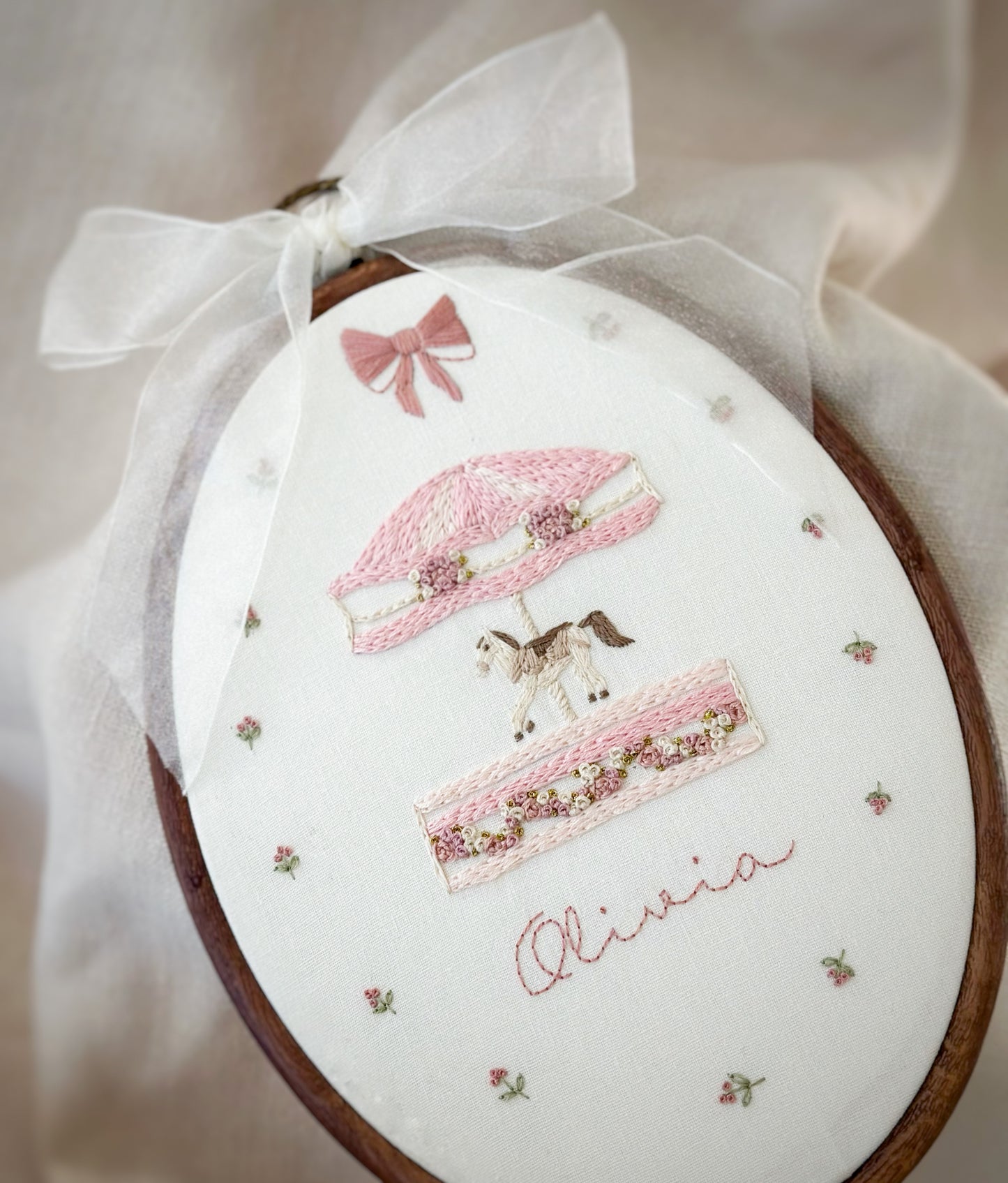 Personalised Carousel Horse Embroidery Hoop