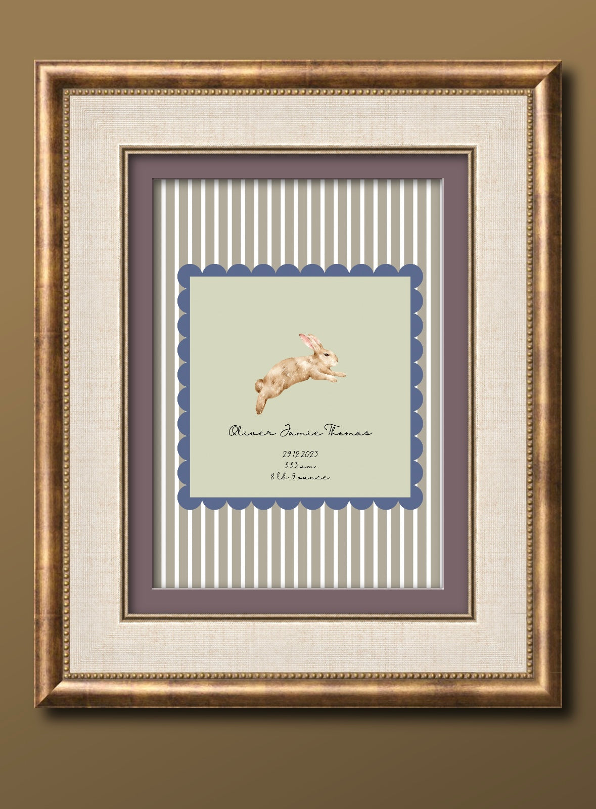 Leaping Bunny Personalised Wall Art Print