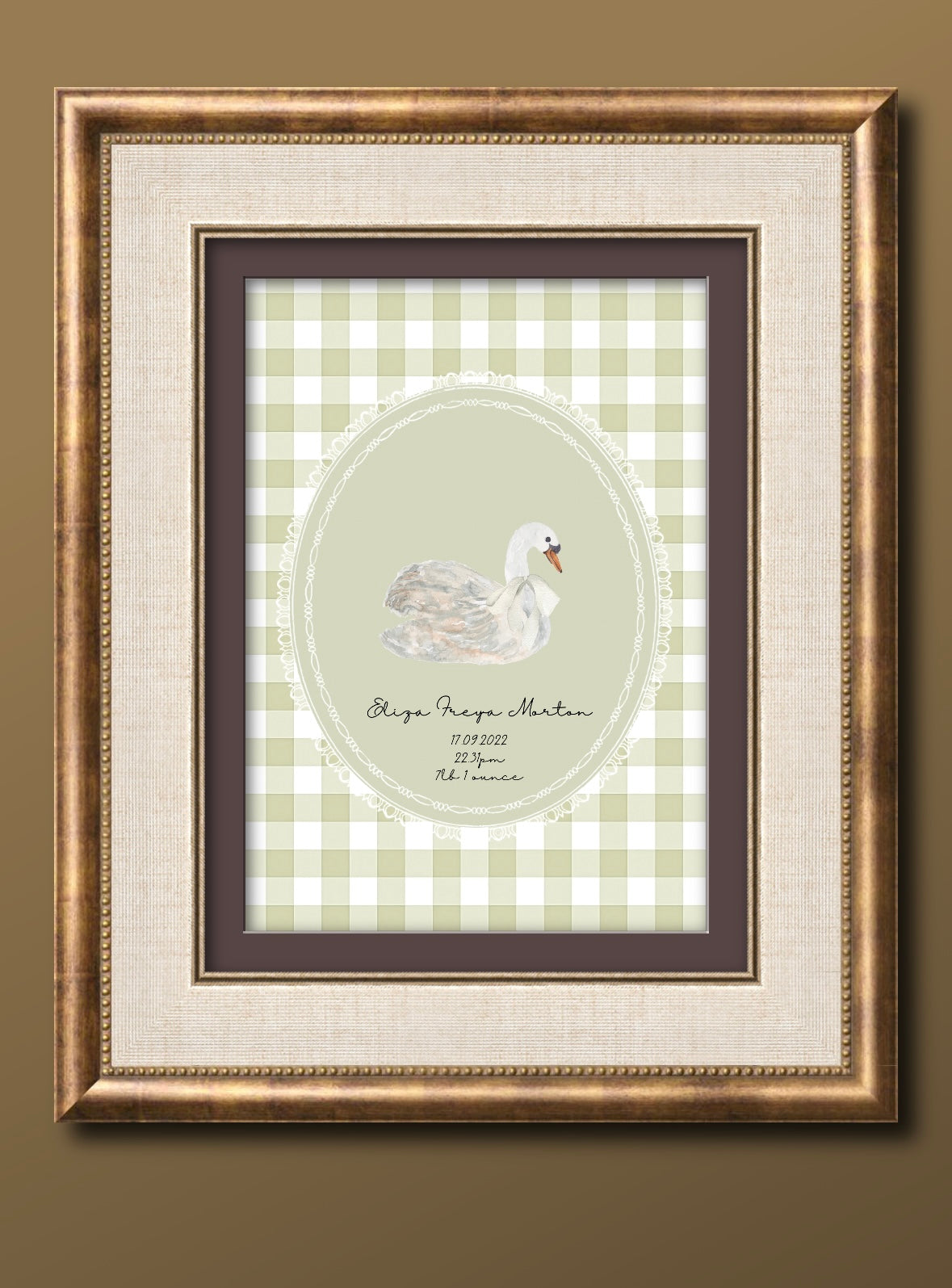 Graceful Swan Vintage Personalised Art Print