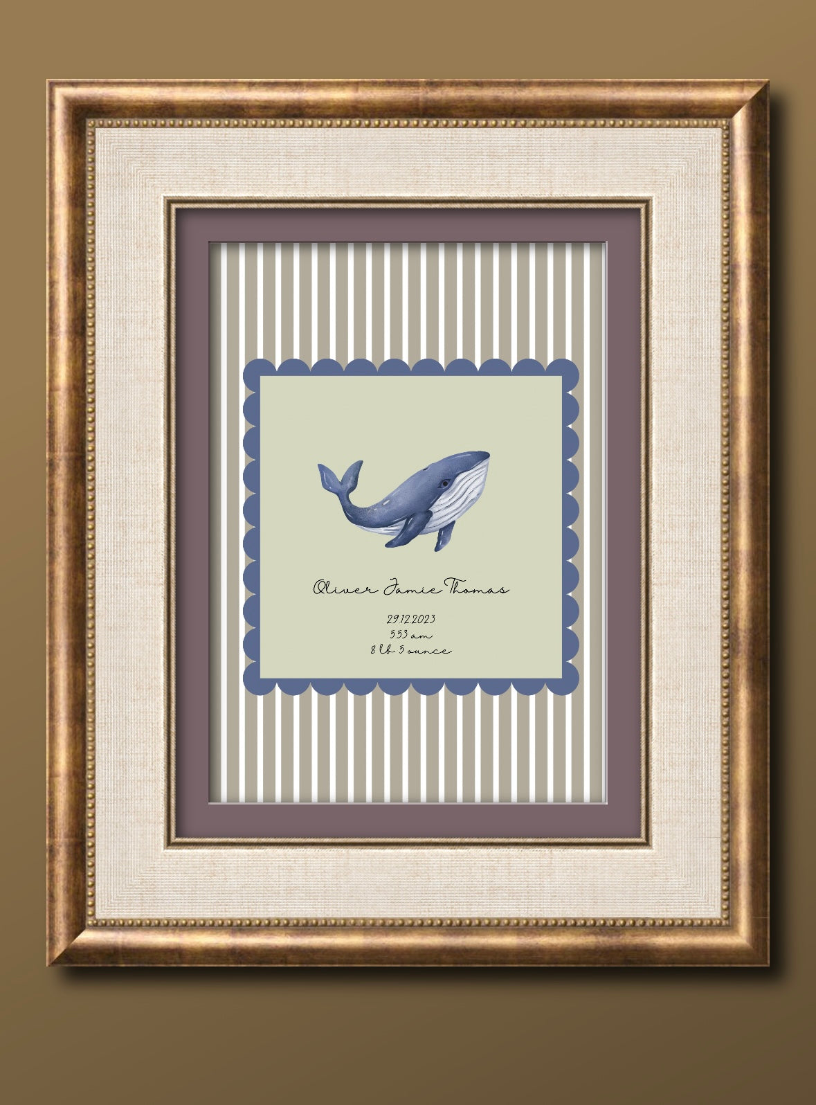 Blue Whale Personalised Wall Art Print