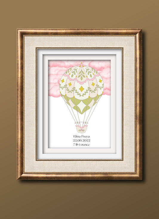 Vintage Hot Air Balloon Wall Art Print