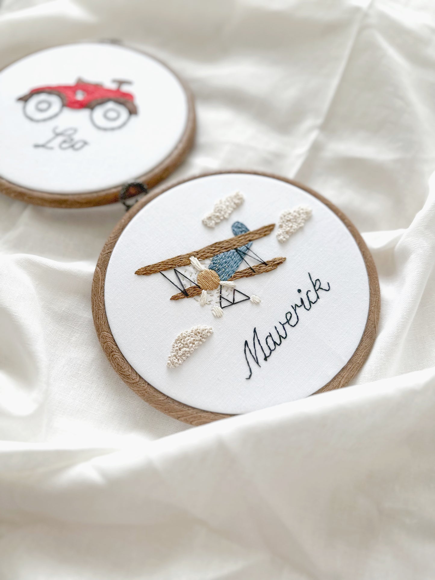 Personalised Vintage Aeroplane Embroidery Hoop