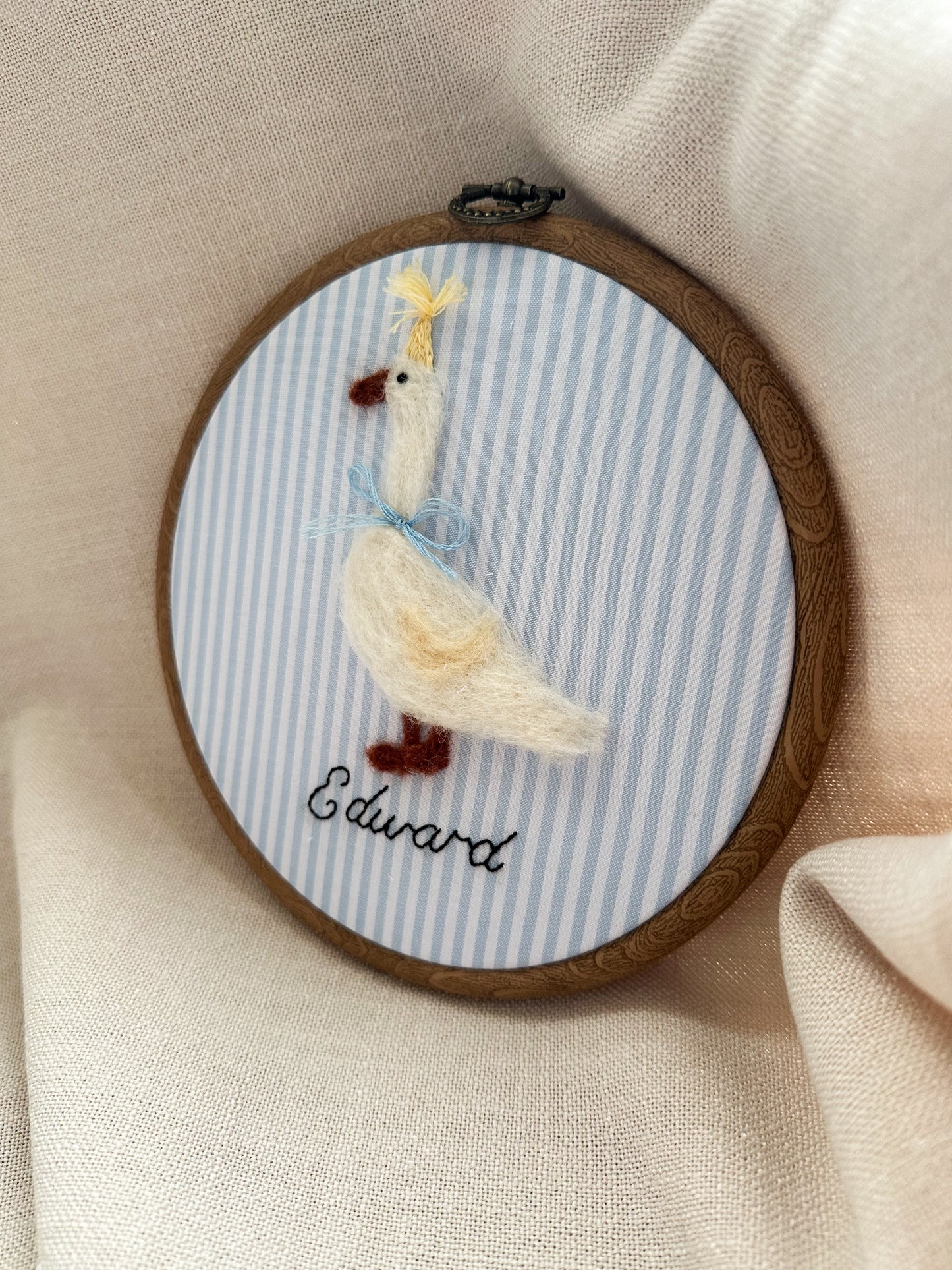 My Little Goose Needle Felted Embroidery Hoop with Name