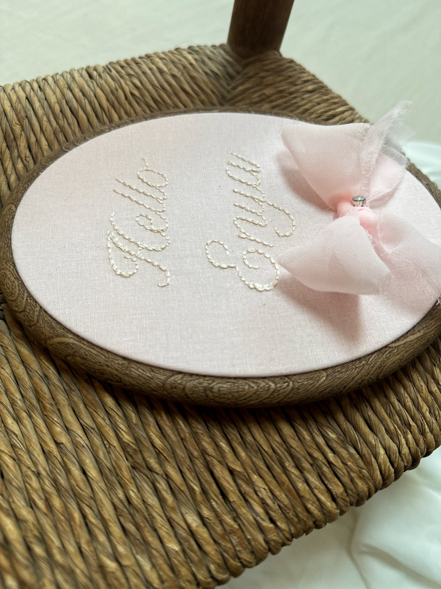 Hand Embroidered Name Reveal Birth Hoop