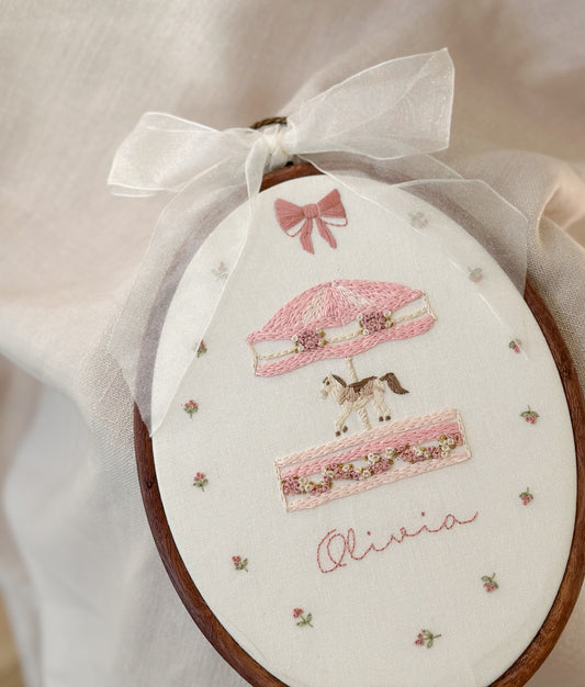 Personalised Carousel Horse Embroidery Hoop
