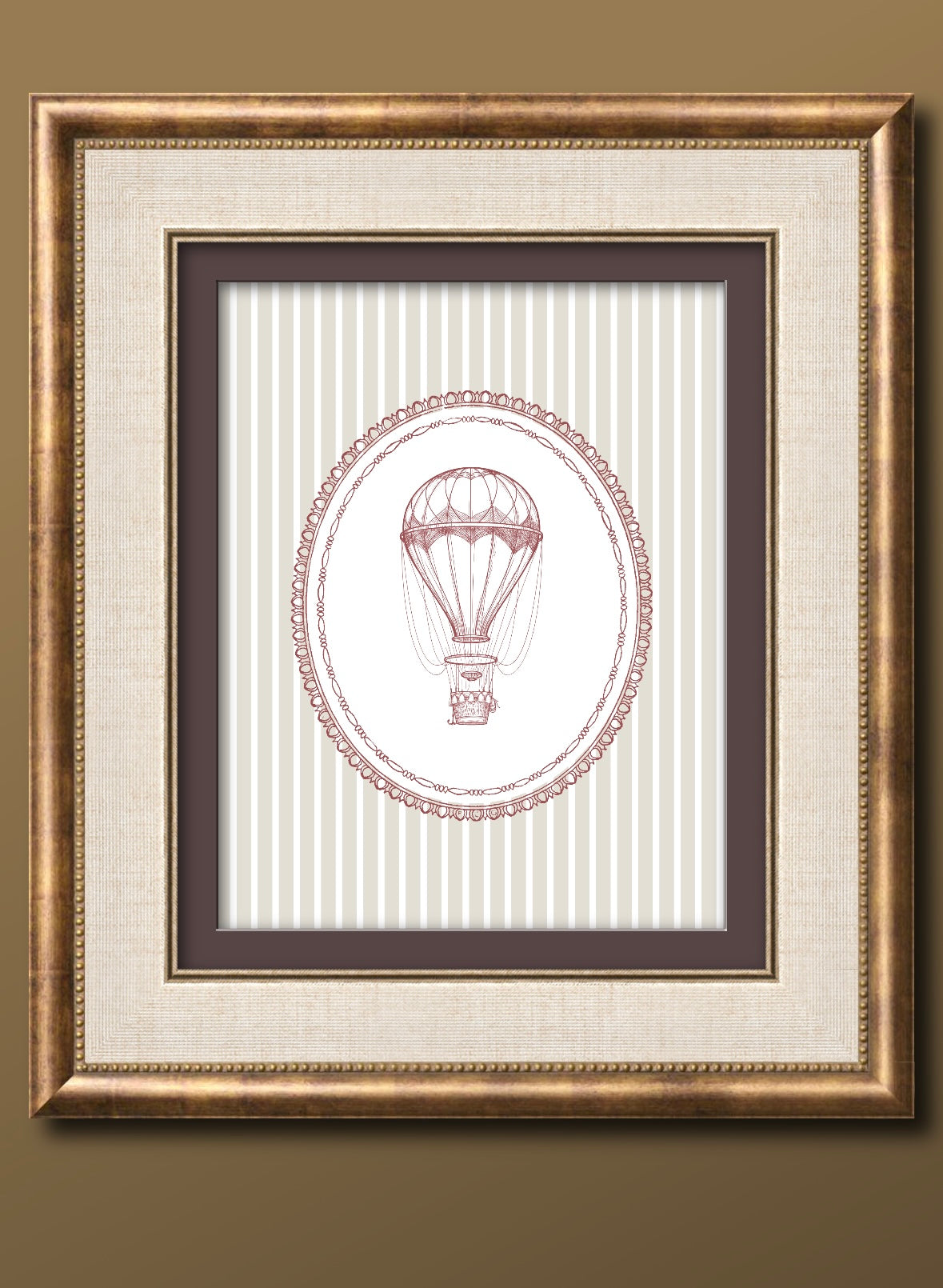 Vintage Hot Air Balloon Wall Art Print