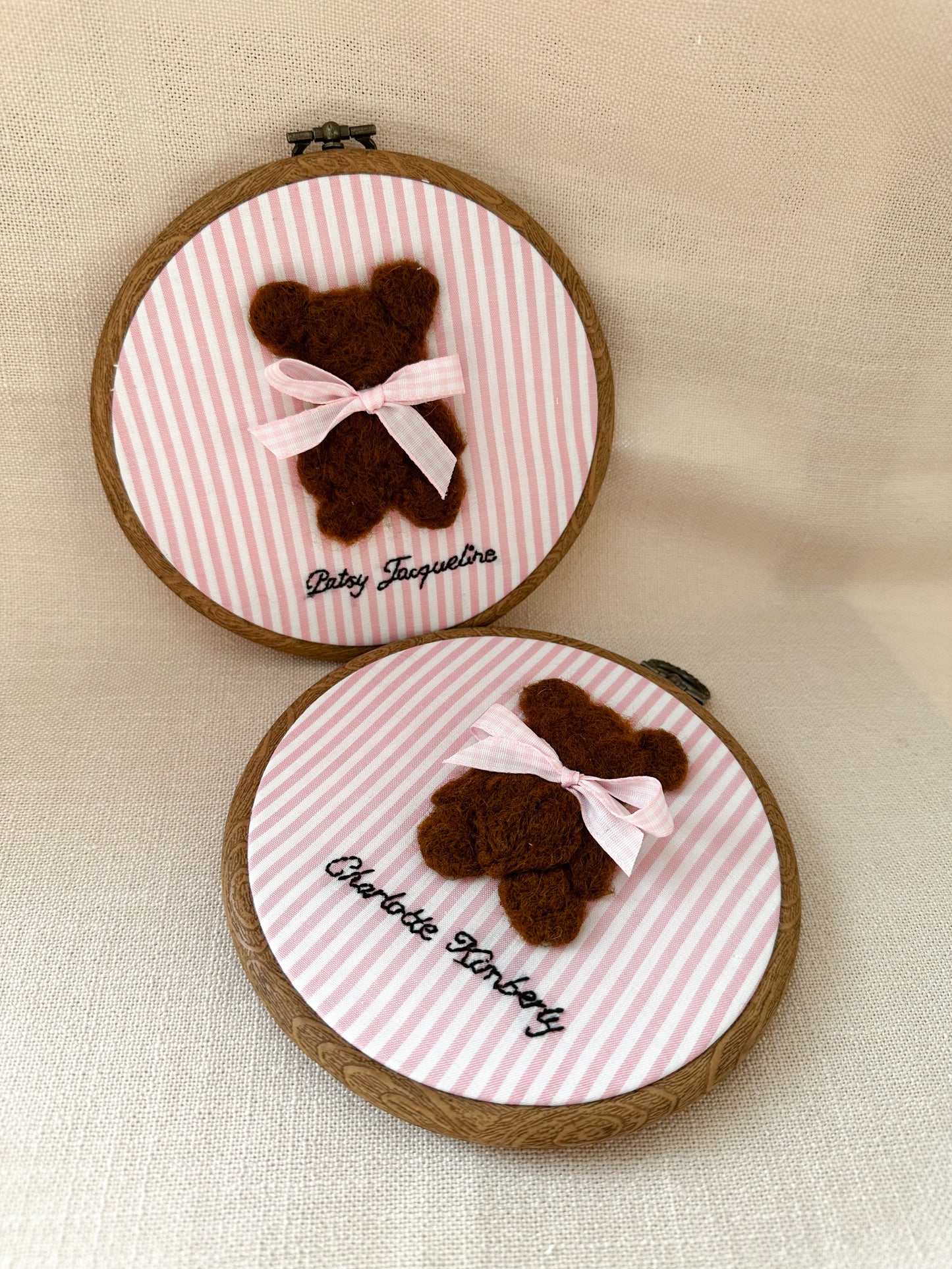 Needle Felted Teddy Bear Hoop