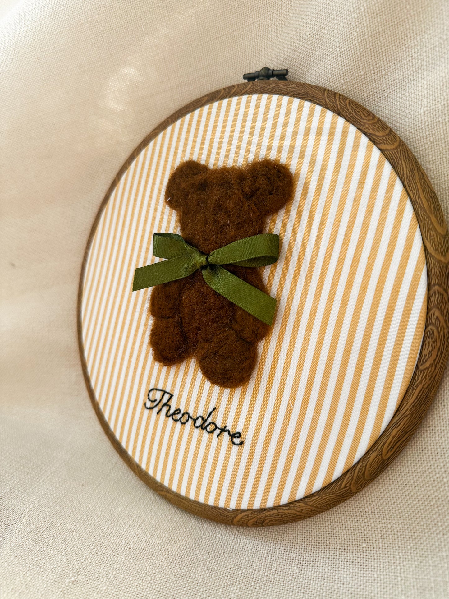 Needle Felted Teddy Bear Hoop