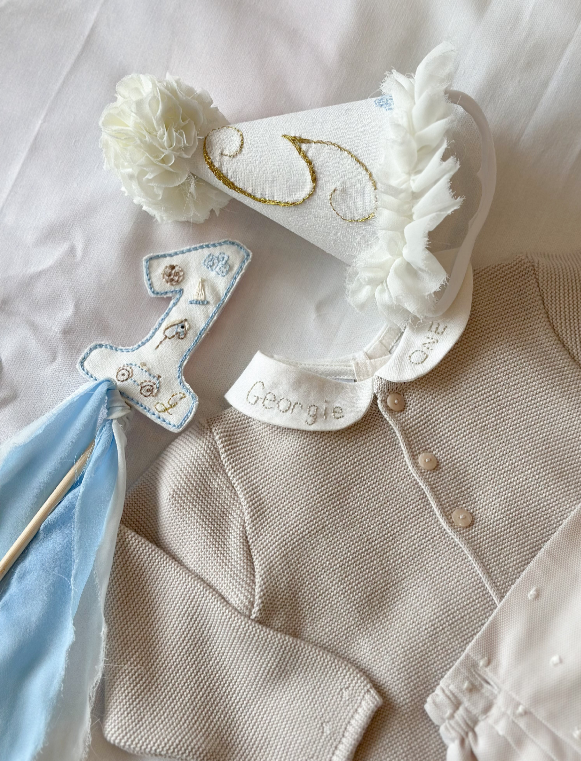 Personalised First Birthday Hat and Cake Topper Set