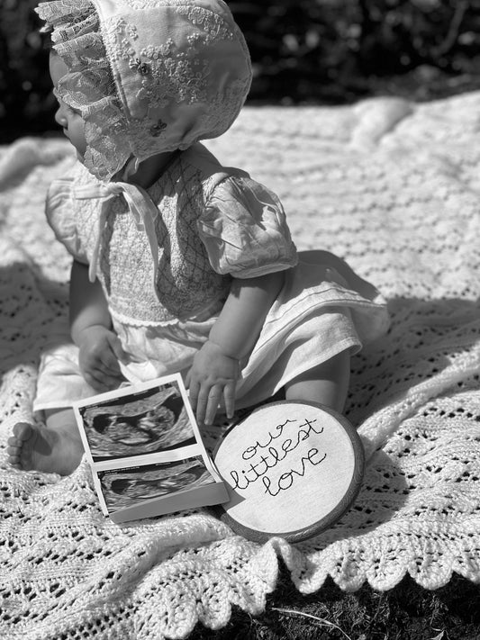 Our Littlest Love Embroidered Hoop.